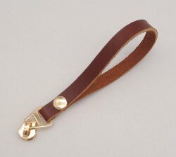 Angel Çanta Aksesuar Kızıl Kahve Renk Gerçek Derili Light Gold Döngülü Fermuar Başı - Angel Çanta Aksesuar