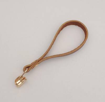 Angel Çanta Aksesuar Kızıl Kahve Renk Gerçek Derili Light Gold Döngülü Fermuar Başı - 2