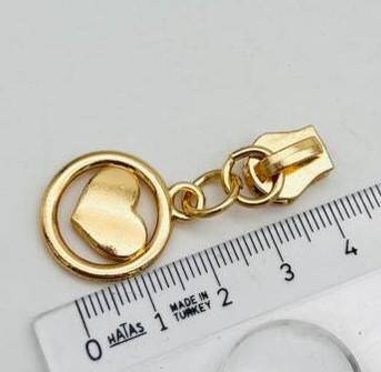 Angel Çanta Aksesuar Light Gold Renk Kalp Fermuar Başı Elcik Kursör - 1