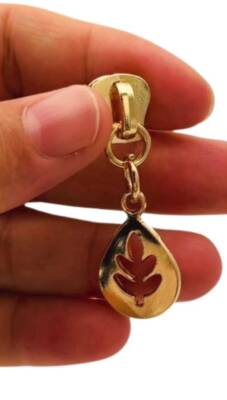 Angel Çanta Aksesuar Light Gold Renk Yaprak Model Fermuar Başı - 2