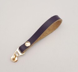 Angel Çanta Aksesuar Mor Gerçek Derili Light Gold Döngülü Fermuar Başı - Angel Çanta Aksesuar