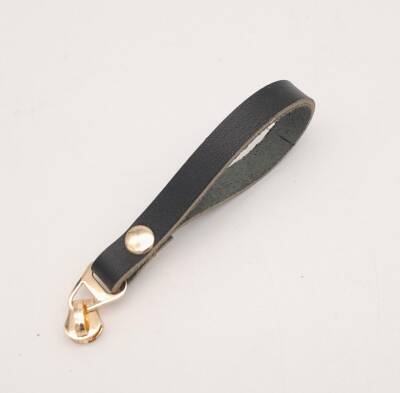 Angel Çanta Aksesuar Siyah Gerçek Derili Light Gold Döngülü Fermuar Başı - 1