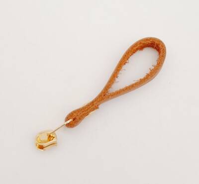 Angel Çanta Aksesuar Turuncu Taba Renk Gerçek Derili Light Gold Döngülü Fermuar Başı - 2