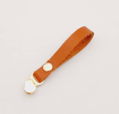 Angel Çanta Aksesuar Turuncu Taba Renk Gerçek Derili Light Gold Döngülü Fermuar Başı - 3