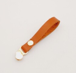 Angel Çanta Aksesuar Turuncu Taba Renk Gerçek Derili Light Gold Döngülü Fermuar Başı - 3