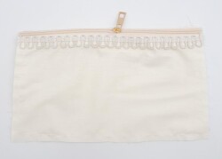 Angel Çanta Aksesuar 25x15 cm Dikilmiş Fermuarlı Astar Krem Renk - Angel Çanta Aksesuar