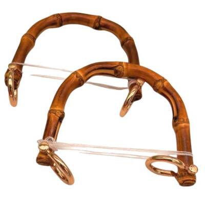 Angel Çanta Aksesuar 13 cm Çift Gerçek Bambu Çanta Sapı Halkalı - 1