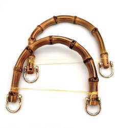 Angel Çanta Aksesuar 15 Cm Çift Gerçek Bambu Çanta Sapı Halkalı - Angel Çanta Aksesuar