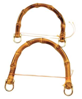 Angel Çanta Aksesuar 18 cm Çift Gerçek Bambu Çanta Sapı Düz Halkalı (Light Gold Metalli) - 4
