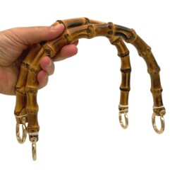 Angel Çanta Aksesuar 18X15 Cm Light Gold Halkalı Gerçek Bambu Çanta Sapı - Angel Çanta Aksesuar