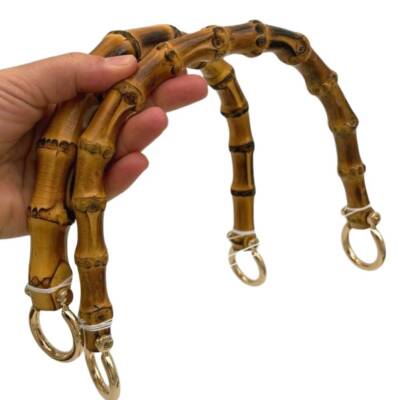 Angel Çanta Aksesuar 18X15 Cm Light Gold Halkalı Gerçek Bambu Çanta Sapı - 2