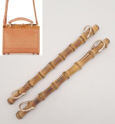 Angel Çanta Aksesuar Düz Gerçek Bambu Çanta Bursu Light Gold Halkalı - Angel Çanta Aksesuar