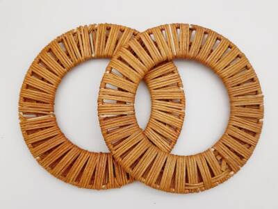 Angel Çanta Aksesuar Yuvarlak Örgülü Koyu Ton Gerçek Bambu Çanta Sapı - 3