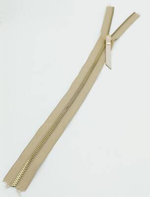 Angel Çanta Aksesuar Gerçek Deri Başlıklı Bej Fermuar 40 Cm Light Gold Metal - 1
