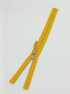 Angel Çanta Aksesuar Gerçek Deri Başlıklı Hardal Fermuar 40 Cm Gümüş Metal - 1