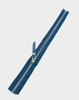 Angel Çanta Aksesuar Gerçek Deri Başlıklı Lacivert Fermuar 40 Cm Gümüş Metal - 1