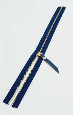 Angel Çanta Aksesuar Gerçek Deri Başlıklı Lacivert Fermuar 40 Cm Light Gold Metal - 1