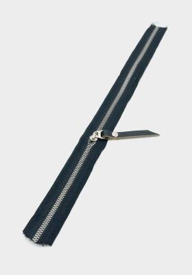 Angel Çanta Aksesuar Gerçek Deri Başlıklı Siyah Fermuar 40 Cm Gümüş Metal - 1