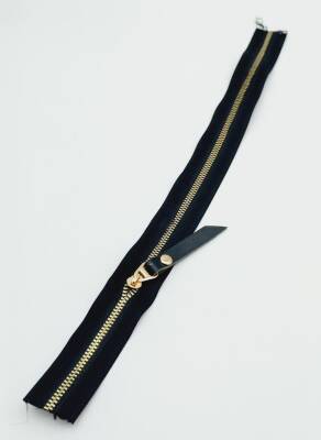 Angel Çanta Aksesuar Gerçek Deri Başlıklı Siyah Fermuar 40 Cm Light Gold Metal - 1