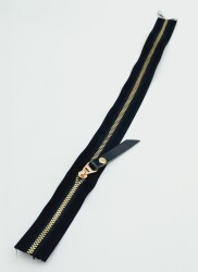 Angel Çanta Aksesuar Gerçek Deri Başlıklı Siyah Fermuar 40 Cm Light Gold Metal - Angel Çanta Aksesuar