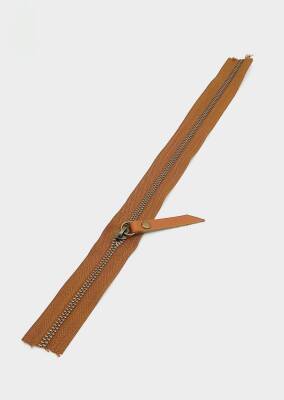 Angel Çanta Aksesuar Gerçek Deri Başlıklı Taba Fermuar 40 Cm Antik Metal - 1