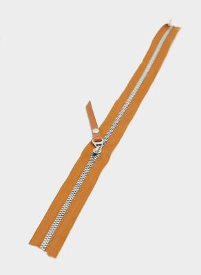 Angel Çanta Aksesuar Gerçek Deri Başlıklı Taba Fermuar 40 Cm Gümüş Metal - 1