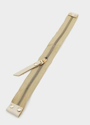 Angel Çanta Aksesuar Stobu Gerçek Derili Bej Fermuar Light Gold Metal - 1