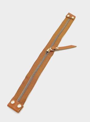 Angel Çanta Aksesuar Stobu Gerçek Derili Taba Fermuar Light Gold Metal - 1