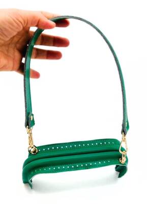 Angel Çanta Aksesuar 20 cm Suni Derili Yeşil Renk Gizli Çanta Bursu Deri Kulplu - 2