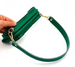 Angel Çanta Aksesuar 20 cm Suni Derili Yeşil Renk Gizli Çanta Bursu Deri Kulplu - Angel Çanta Aksesuar