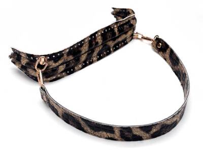 Angel Çanta Aksesuar 25 cm Suni Derili Leopar Renk Gizli Çanta Bursu Deri Kulplu - 1