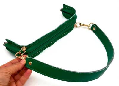 Angel Çanta Aksesuar 25 cm Suni Derili Yeşil Renk Gizli Çanta Bursu Deri Kulplu - 1