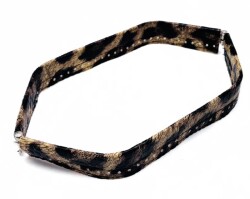 Angel Çanta Aksesuar Leopar Renk Derili Metal Çanta Ağzı 30 Cm(Gizli Burs) - Angel Çanta Aksesuar