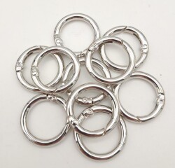 Angel Çanta Aksesuar 10Lu 2 Cm Gümüş Renk Yaylı Halka Örgü Çanta İçin - Angel Çanta Aksesuar