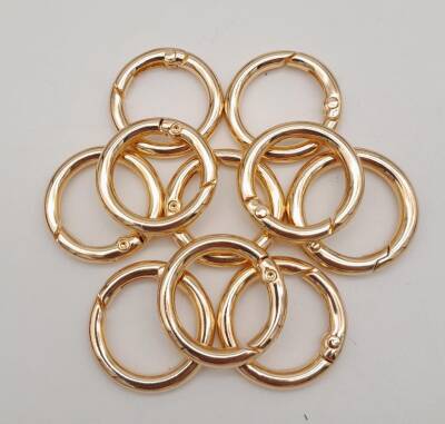 Angel Çanta Aksesuar 10Lu 2 Cm Light Gold Renk Yaylı Halka Örgü Çanta İçin - 1