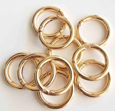 Angel Çanta Aksesuar 10Lu 2.5 Cm Light Gold Renk Yaylı Halka Örgü Çanta İçin - 1