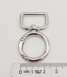 Angel Çanta Aksesuar 2 Cm Gümüş Köşeli Yaylı Halka 1 Adet - 3