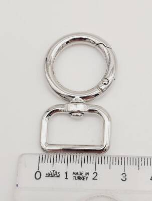 Angel Çanta Aksesuar 2 Cm Gümüş Köşeli Yaylı Halka 1 Adet - 2