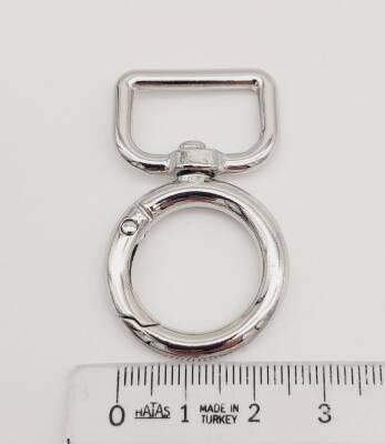 Angel Çanta Aksesuar 2 Cm Gümüş Köşeli Yaylı Halka 1 Adet - 3