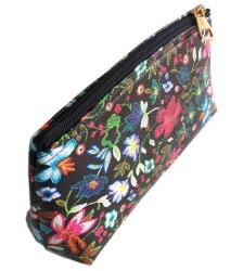Angel Çanta Aksesuar Desenli El İşi Hobi Makyaj Çantası Organizer Çiçek Koyu Desen - Angel Çanta Aksesuar