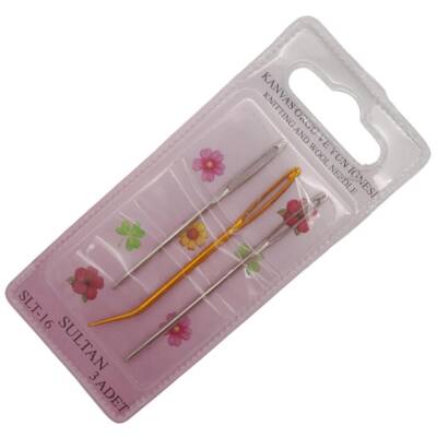 Angel Çanta Aksesuar 3 Lü Kanvas Örgü ve Yün İğnesi Seti SLT-16 - 3