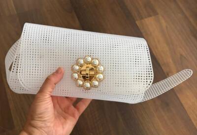 Angel Çanta Aksesuar 22x44 cm Çanta Kanvas İncili Kilitli - 3