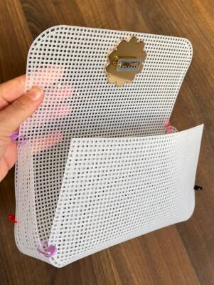 Angel Çanta Aksesuar 22x44 cm Çanta Kanvas İncili Kilitli - 7