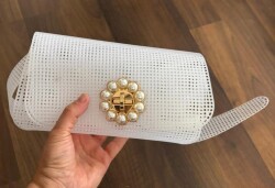 Angel Çanta Aksesuar 22x44 cm Çanta Kanvas İncili Kilitli - 3