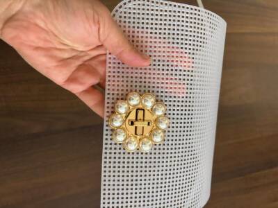 Angel Çanta Aksesuar 22x44 cm Çanta Kanvas İncili Kilitli - 5