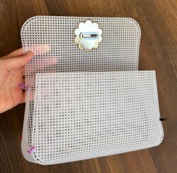 Angel Çanta Aksesuar 22x44 cm Çanta Kanvas İncili Kilitli - 8