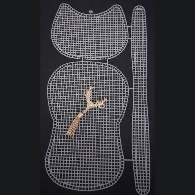 Angel Çanta Aksesuar Kedi Model Kanvas Set Beyaz Renk Kanvas Light Gold Püsküllü Geyik Süs - 3