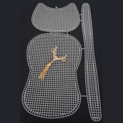 Angel Çanta Aksesuar Kedi Model Kanvas Set Beyaz Renk Kanvas Light Gold Püsküllü Geyik Süs - 4