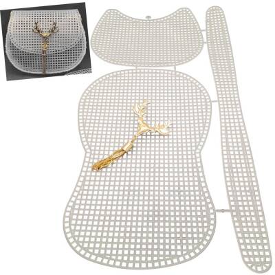 Angel Çanta Aksesuar Kedi Model Kanvas Set Beyaz Renk Kanvas Light Gold Püsküllü Geyik Süs - 1