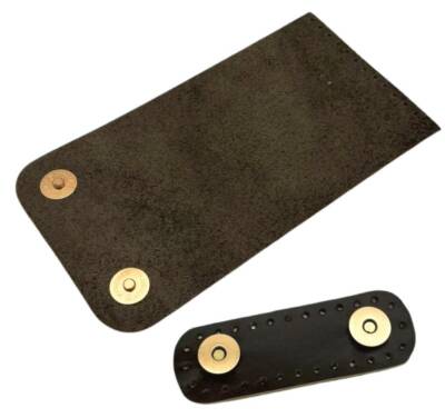 Angel Çanta Aksesuar 11x19 cm Gerçek Deri Çift Mıknatıslı Koyu Kahve Renk Çanta Kapağı Light Gold Metalli - 2